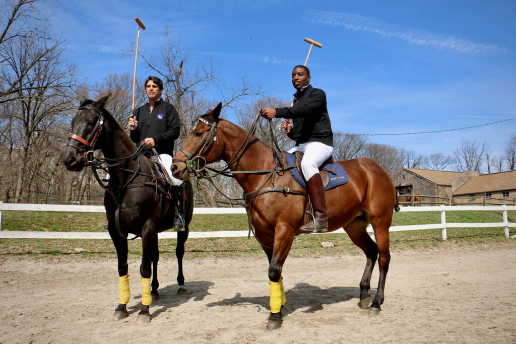 2022 03 15-e lee-nacho figueras kareem rosser-philadelphia chamounix stables-polo classic announcement Kareem Rosser and Nacho Figueras on their ponies