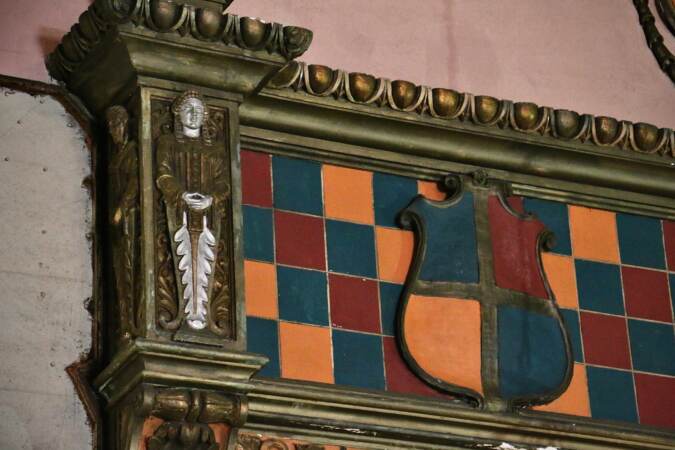 Lavish architectural details at the historic Lansdowne Theater. (Emma Lee/WHYY)