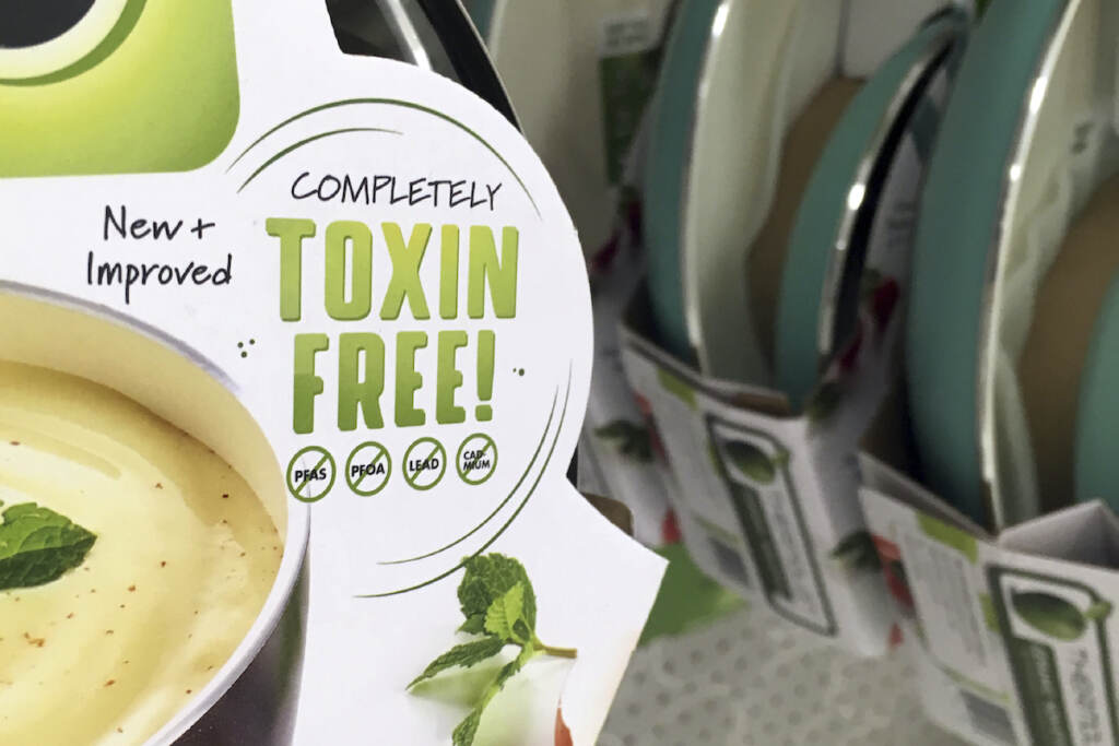 Trump Toxic Compounds A label states that these pans do not contain PFAS