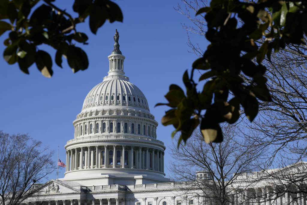 U.S. Capitol Congress Sunlight shines on the U.S. Capitol dome on Capitol Hill in Washington, Monday, Feb. 21, 2022.