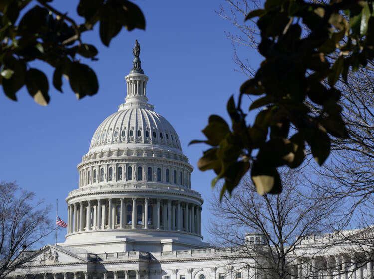 Sunlight shines on the U.S. Capitol dome on Capitol Hill in Washington, Monday, Feb. 21, 2022.