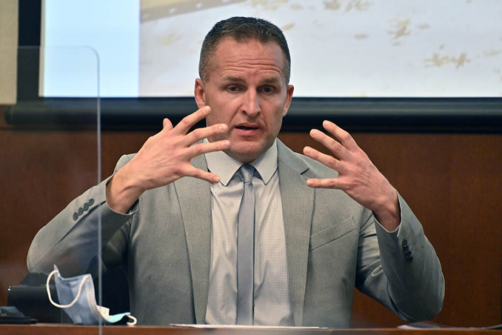 Brett Hankison Former Louisville Police officer Brett Hankison discusses the muzzle flashes that he saw coming from the apartment as is questioned by the prosecution, Wednesday, March 2, 2022, in Louisville, Ky