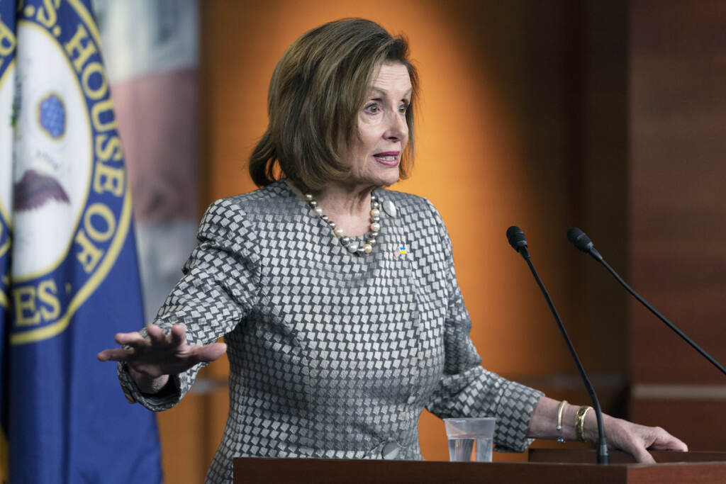 Nancy Pelosi Speaker of the House Nancy Pelosi, of Calif., speaks to the media, Thursday, March 3, 2022, on Capitol Hill in Washington. (AP Photo/Jacquelyn Martin)