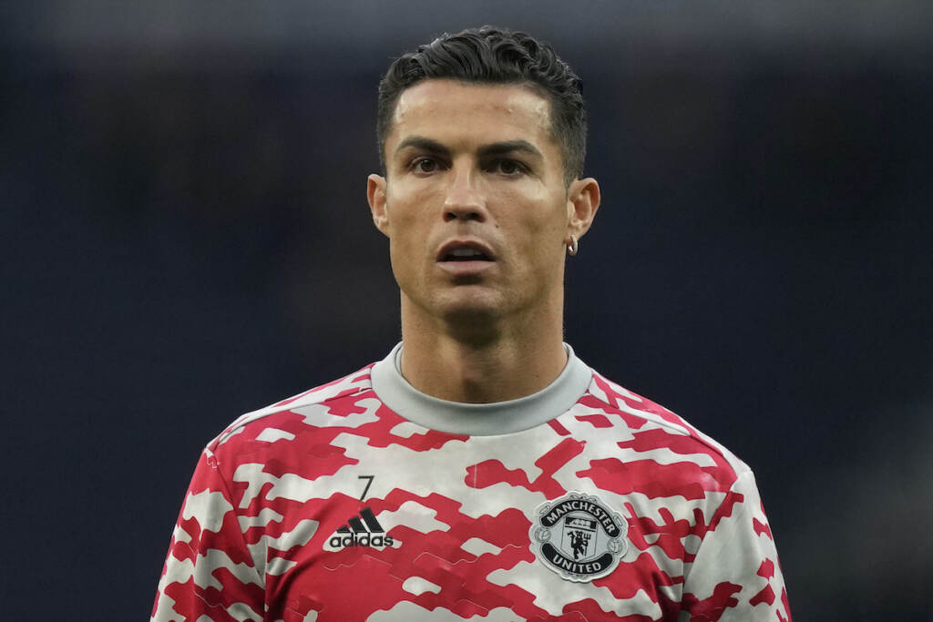 Ronaldo Rape Lawsuit Vegas Soccer File photo: Manchester United's Cristiano Ronaldo warms up ahead of an English Premier League soccer match at the Tottenham Hotspur Stadium in London on Oct. 30, 2021. A bid by the New York Times to obtain a Las Vegas police file compiled about Cristiano Ronaldo after a Nevada woman claimed in 2018 that the international soccer star raped her in 2009 could be moved from federal to state court