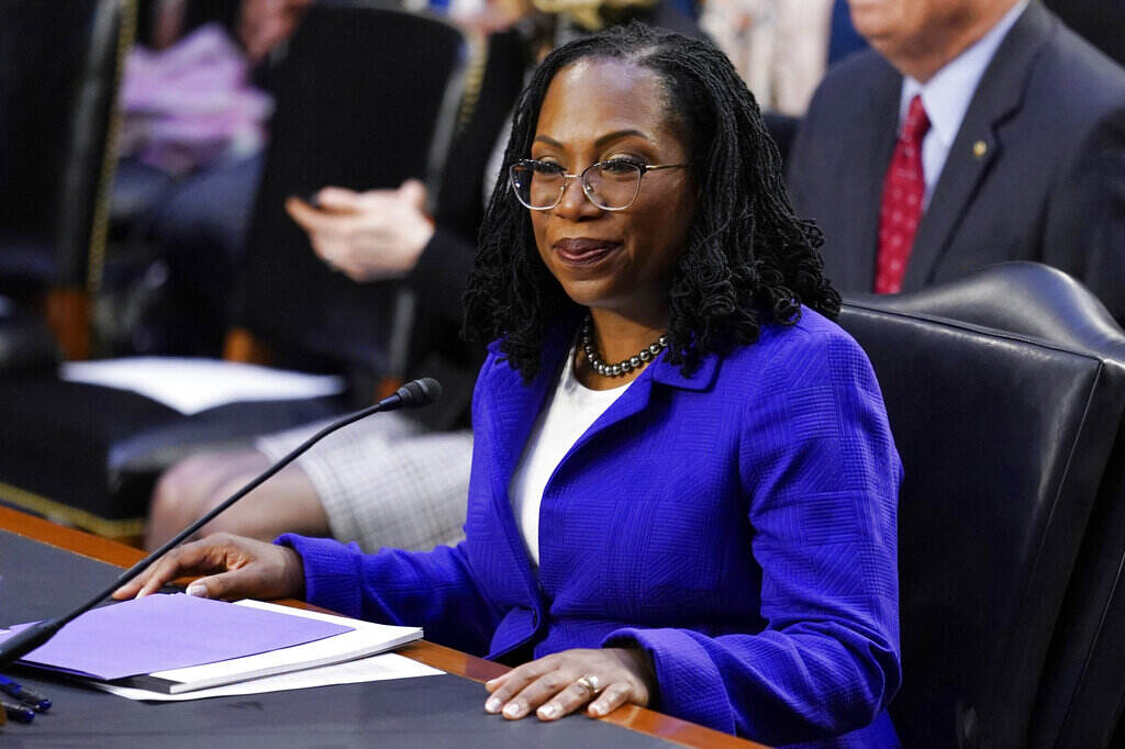 Ketanji Brown Jackson Supreme Court nominee Judge Ketanji Brown Jackson takes her seat before the start of her confirmation hearing before the Senate Judiciary Committee Monday, March 21, 2022, on Capitol Hill in Washington.