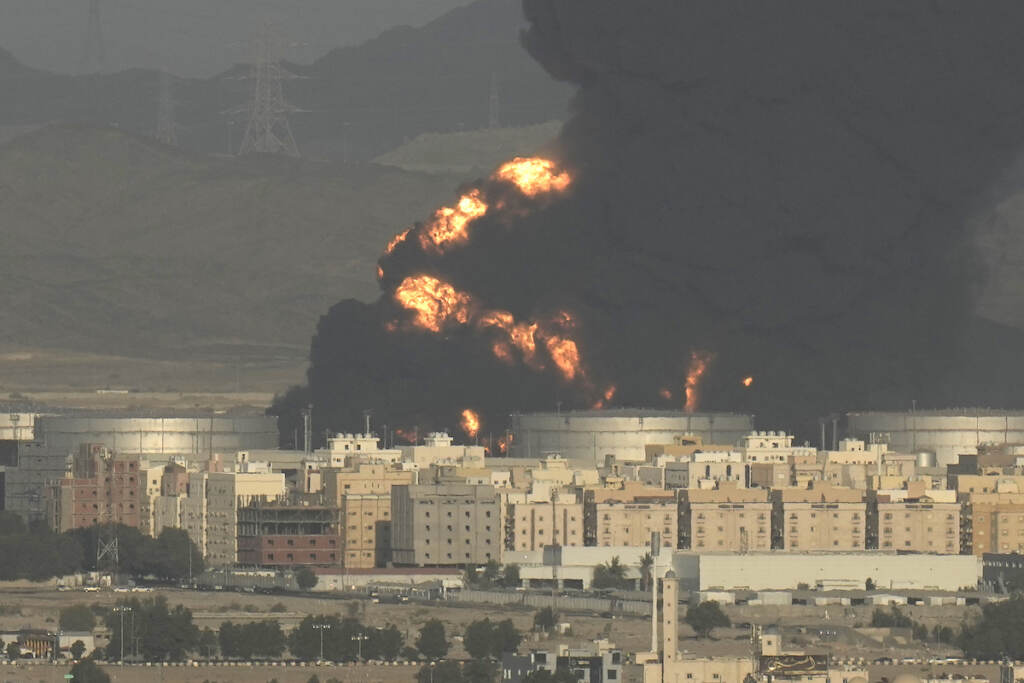 Saudi Arabia A cloud of smoke rises from a burning oil depot in Jiddah, Saudi Arabia, Friday, March 25, 2022