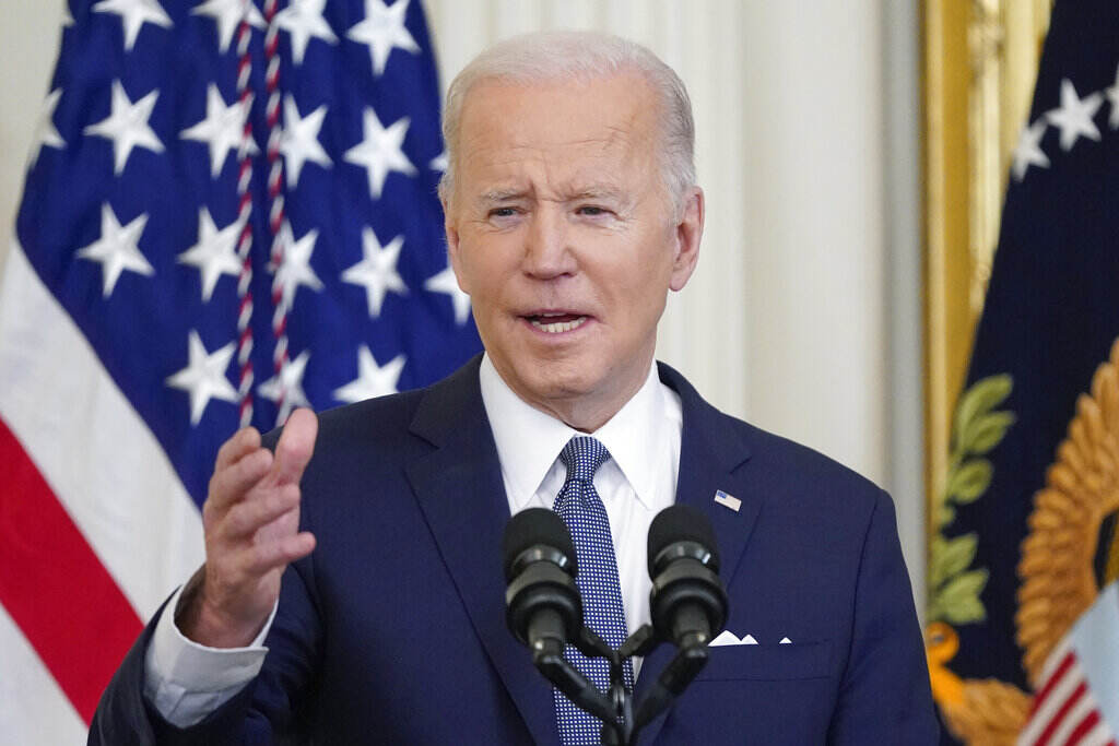 Biden President Joe Biden speaking in the East Room