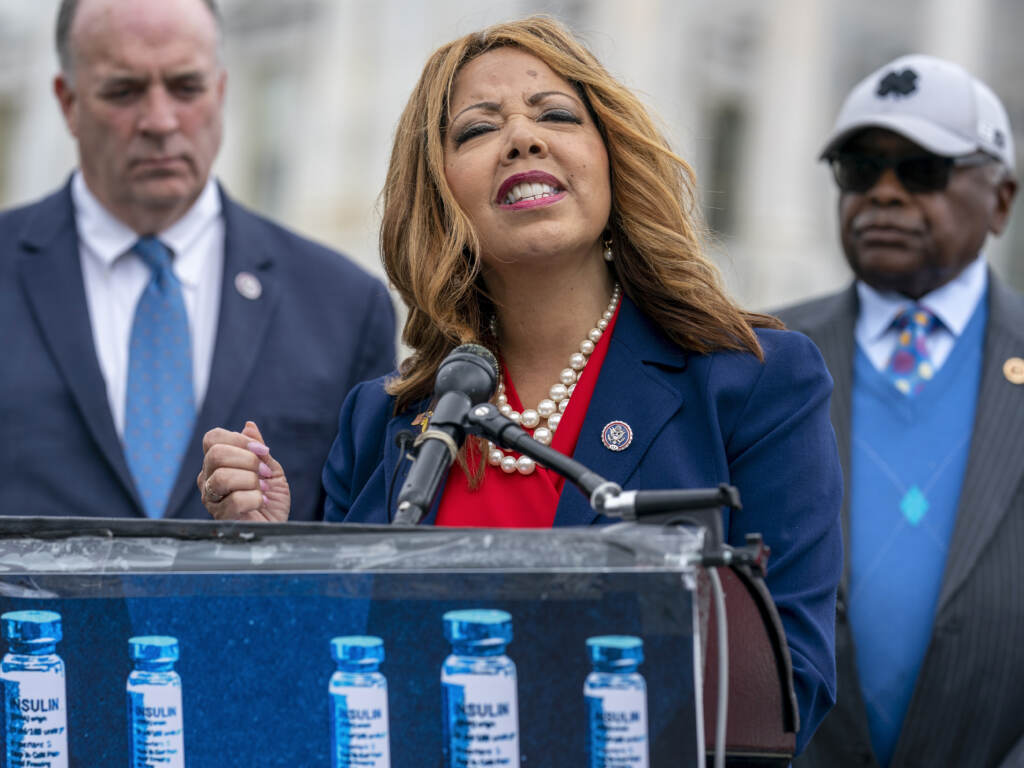 House Speaker Nancy Pelosi spoke about the bill to cap insulin prices during her weekly press conference on Capitol Hill on Thursday. (J. Scott Applewhite/AP)