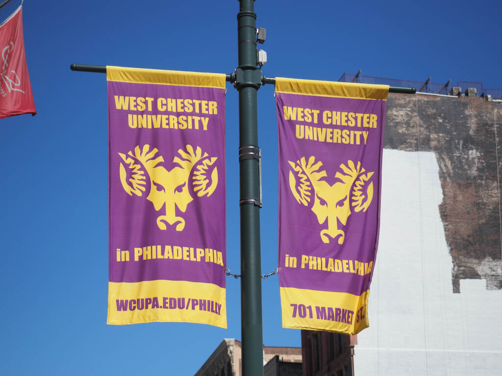 A banner of West Chester University
