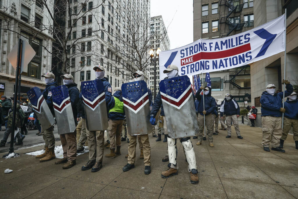 Thousands Of Pro-Life Activists March In Chicago The white nationalist group Patriot Front attends the March For Life