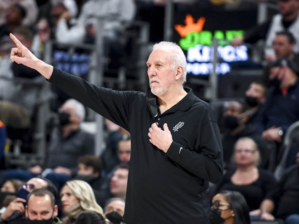 Gregg Popovich of the San Antonio Spurs became the winningest coach in NBA regular-season history on Friday, getting his 1,336th victory when the San Antonio Spurs rallied to beat the Utah Jazz, 104-102. Gregg Popovich of the San Antonio Spurs became the winningest coach in NBA regular-season history on Friday, getting his 1,336th victory when the San Antonio Spurs rallied to beat the Utah Jazz, 104-102. (Photo by Nic Antaya/Getty Images)