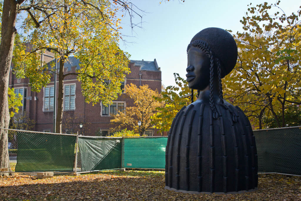 2020-11-10-brick-house-3 ''Brick House,'' a 16-foot bronze sculpture, is seen on UPenn's campus