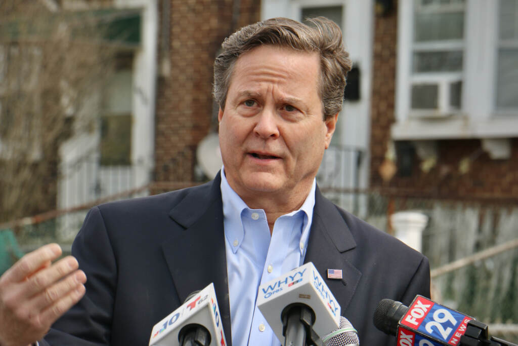 2022 04 21-e lee-donald norcross-camden nj-27th street reconstruction gas bill U.S, Rep. Donald Norcross announces his intention to introduce legislation to curb gas prices and stop price gouging by oil companies during a press conference in Camden. (Emma Lee/WHYY)