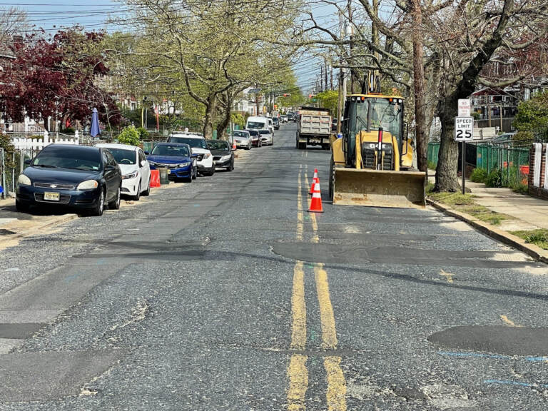 Reconstruction has begun on 27th street in Camden. The $10 million project includes improvements to sewer lines and adjacent roads. (P. Kenneth Burns/WHYY)
