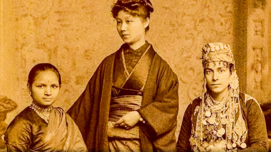 An old image of three Asian Americans/Pacific Islanders