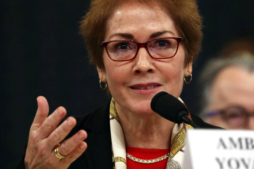 Marie Yovanovitch Former U.S. Ambassador to Ukraine Marie Yovanovitch testifies before the House Intelligence Committee on Capitol Hill in Washington, Friday, Nov. 15, 2019, during the second public impeachment hearing of President Donald Trump's efforts to tie U.S. aid for Ukraine to investigations of his political opponents. (AP Photo/Andrew Harnik)