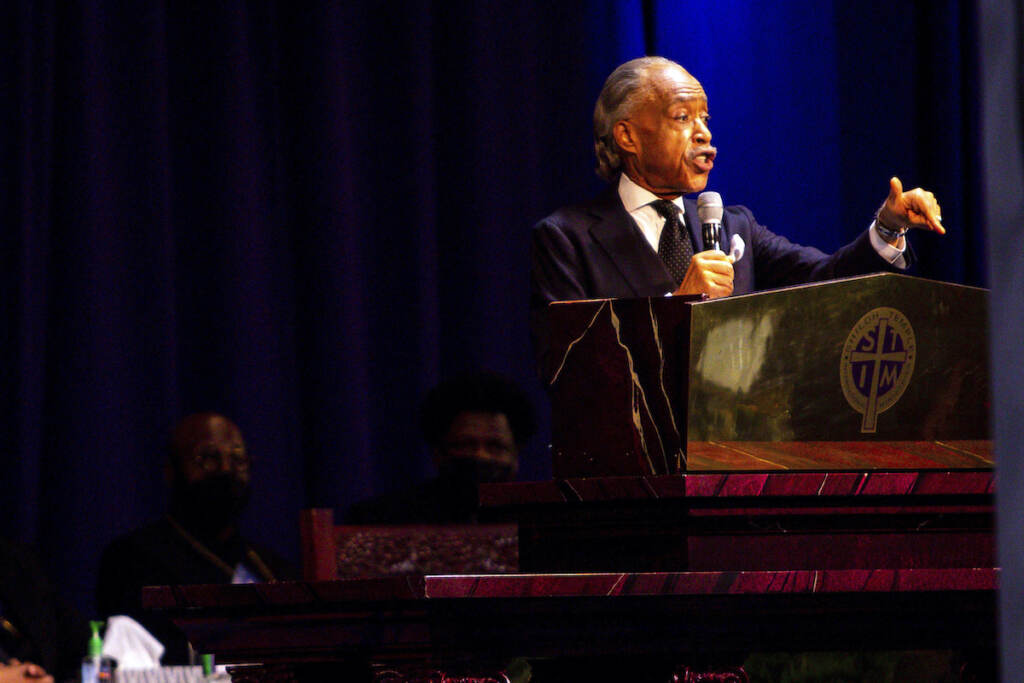 Police Shooting Minneapolis Funeral File photo: Rev. Al Sharpton speaks during the funeral for Amir Locke Thursday, Feb. 17, 2022, in Minneapolis, Minn. (AP Photo/Nicole Neri)