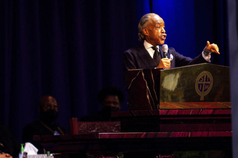 File photo: Rev. Al Sharpton speaks during the funeral for Amir Locke Thursday, Feb. 17, 2022, in Minneapolis, Minn. (AP Photo/Nicole Neri)