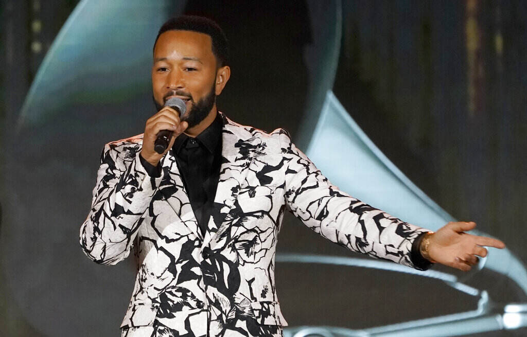 John Legend accepts the Global Impact Award at the Recording Academy Honors Presented By The Black Music Collective on Saturday, April 2, 2022, at Resorts World Las Vegas.