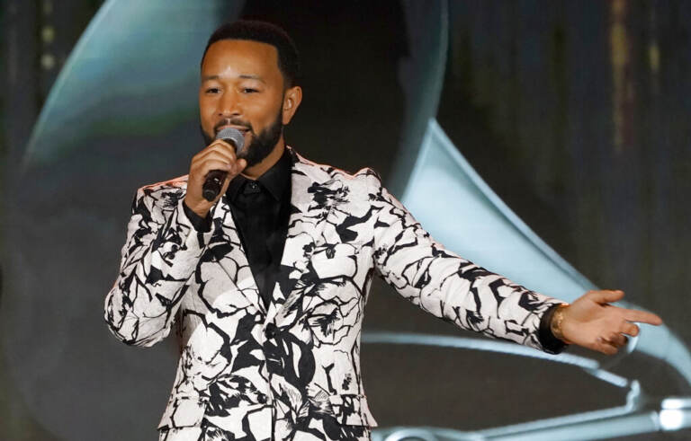 John Legend accepts the Global Impact Award at the Recording Academy Honors Presented By The Black Music Collective on Saturday, April 2, 2022, at Resorts World Las Vegas.