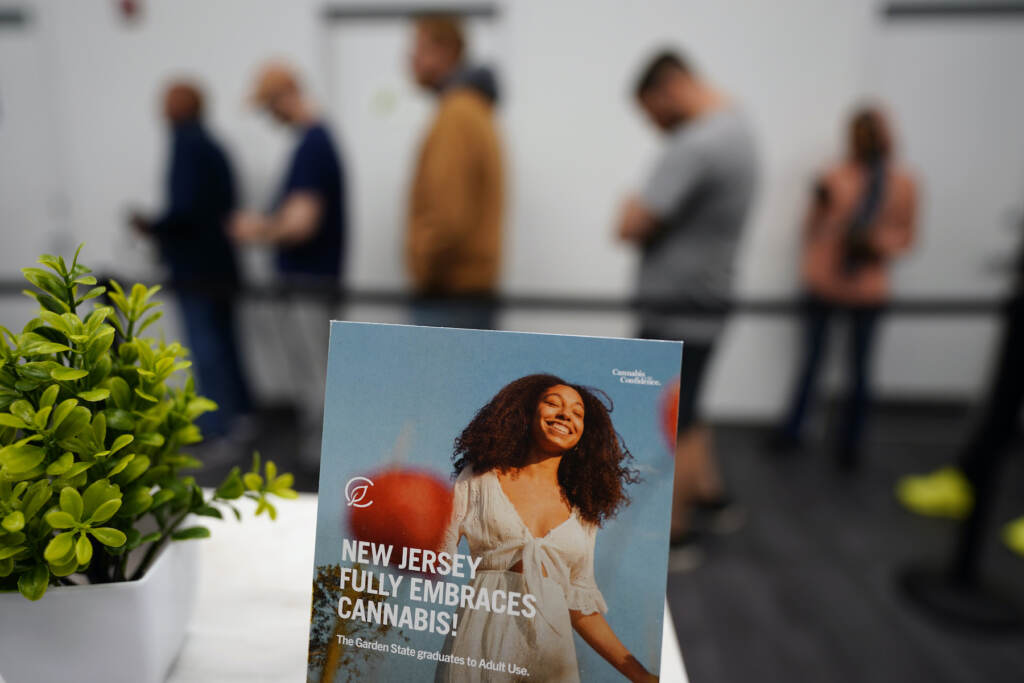 Recreational Marijuana New Jersey Customers line up inside a Curaleaf dispensary, Thursday, April 21, 2022, in Bellmawr, N.J. Recreational sales of cannabis for adults 21 and older started Thursday, with the first alternative treatment centers opening at 6 a.m. in part of the state. (AP Photo/Matt Slocum)