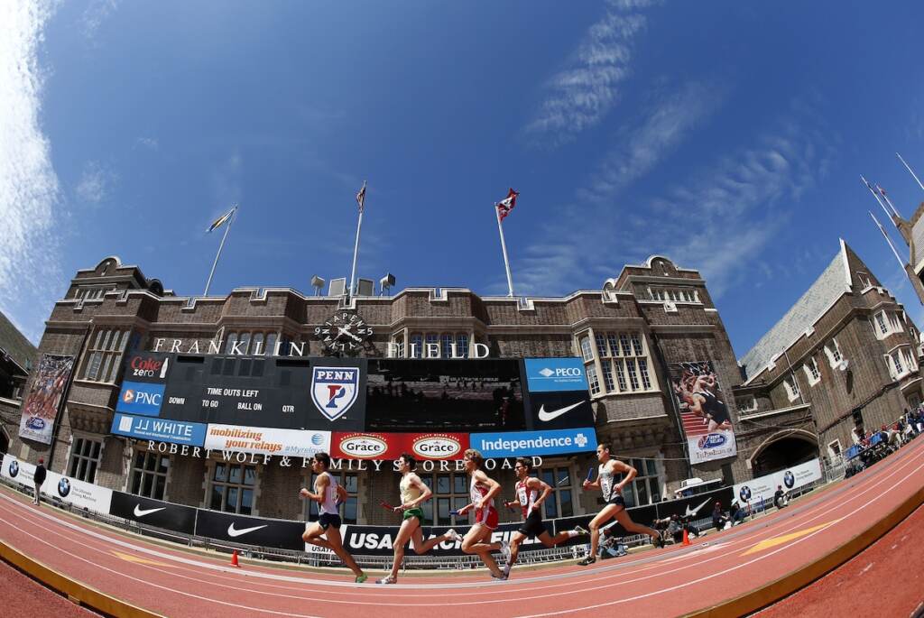Penn Relays Athletics A view of runners running around a track.
