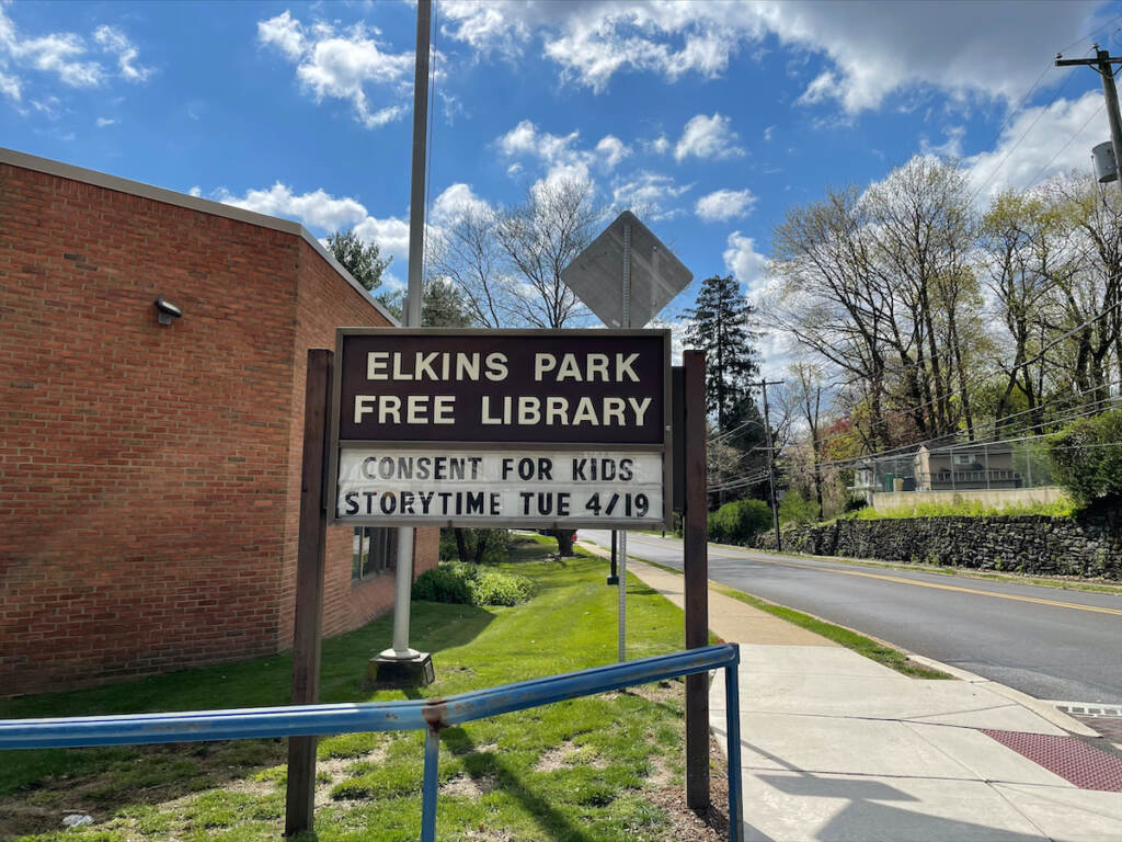 Elkins Park Free Library _Consent for Kids_ sign (Photo courtesy of Victim Services Center of Montgomery County) Elkins Park Free Library ''Consent for Kids'' sign (Photo courtesy of Victim Services Center of Montgomery County)