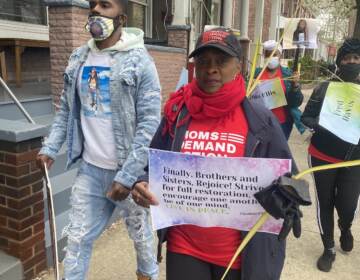 Treska Frisby, an organizer and survivor of gun violence, walks in Trenton's March For Peace on Palm Sunday