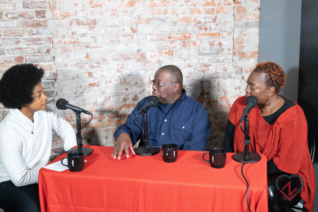 NicoleBlackson-ConsciousConnections-LeNiaSamuels Nicole Blackson interviews robotics teacher, John Sanders and WURD Radio host Andrea Lawful Sanders for the podcast Conscious Connections. (Photo by LeNia Samuels/Love Now Media)