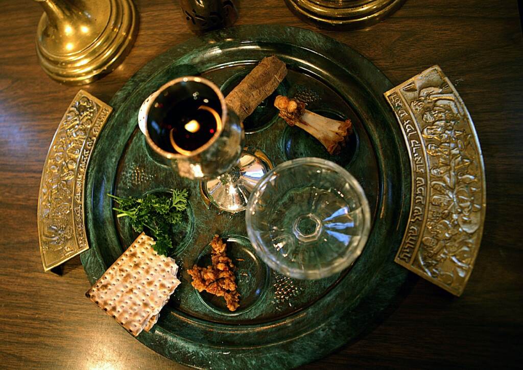 A traditional Passover seder plate on the first night of Passover. A traditional Passover seder plate on the first night of Passover. (Dr. Scott M. Lieberman/ASSOCIATED PRESS)