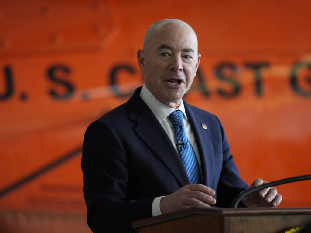 U.S. Homeland Security Secretary Alejandro Mayorkas announced Friday that Cameroon would be granted Temporary Protected Status for 18 months. (Rebecca Blackwell/AP)