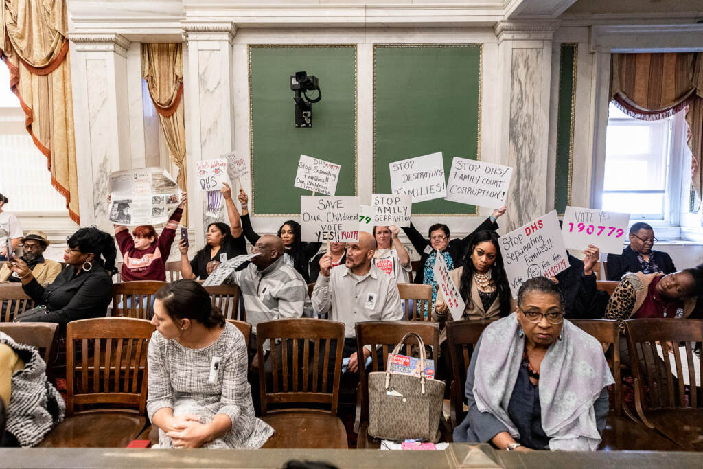 citycouncil-kids-dhs-protest-october2019 Residents rallied in October 2019 in Council chambers to demand creation of the special committee. (Philadelphia City Council / flickr)