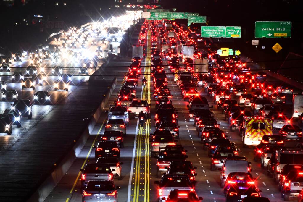 The 405 Freeway is packed with rush-hour traffic last month in Los Angeles. Americans’ greatest contribution to global greenhouse gas emissions comes from transportation, mostly from cars and trucks, according to the federal government. The 405 Freeway is packed with rush-hour traffic last month in Los Angeles. Americans' greatest contribution to global greenhouse gas emissions comes from transportation, mostly from cars and trucks, according to the federal government. (Patrick T. Fallon/AFP via Getty Images)