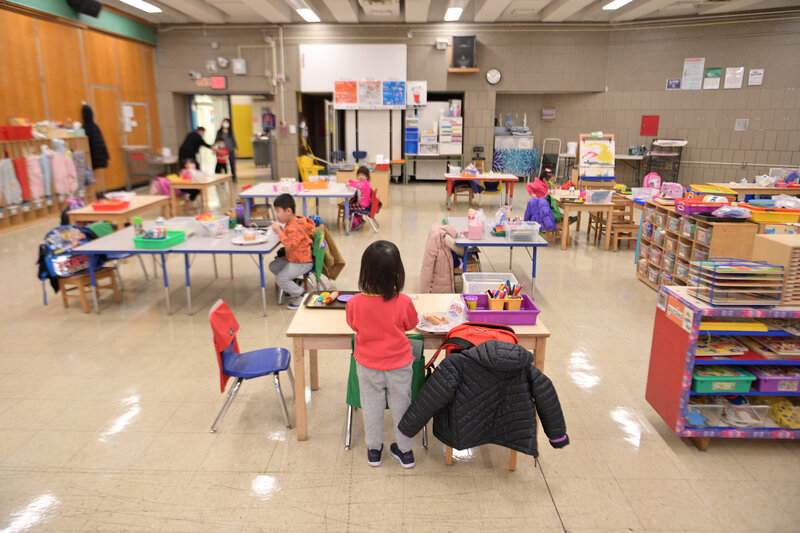 New York City Public Schools Continue To Adapt Learning Environments During COVID-19 Pandemic A view of pre-K students at Yung Wing School P.S. 124