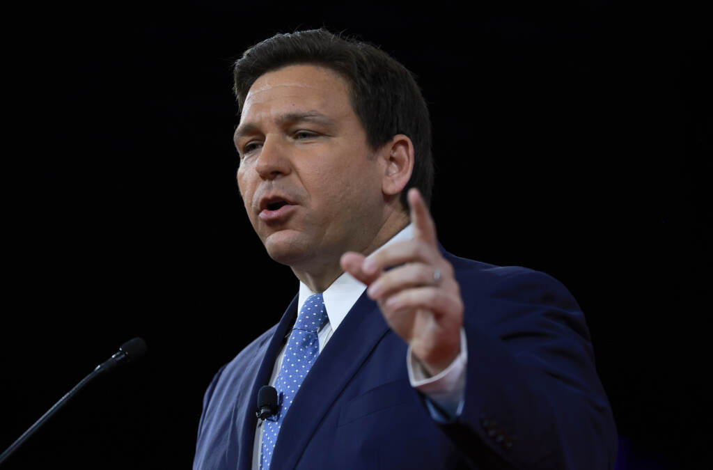 Florida Gov. Ron DeSantis speaks at the Conservative Political Action Conference (CPAC) at The Rosen Shingle Creek in February in Orlando, Fla. Florida Gov. Ron DeSantis speaks at the Conservative Political Action Conference