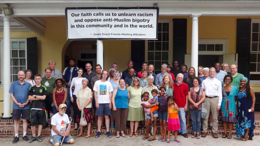 Members and other Philadelphia Quakers gather at Green Street Friends meetinghouse in Germantown