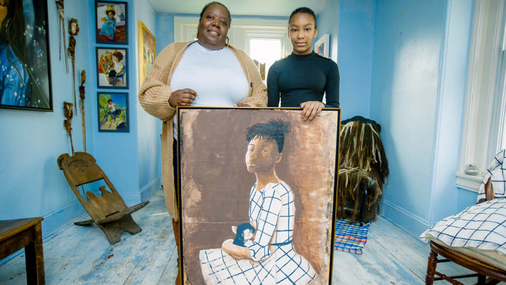 m&m-Colored-Girls-Museum A Black woman and girl with a painting of a young black girl