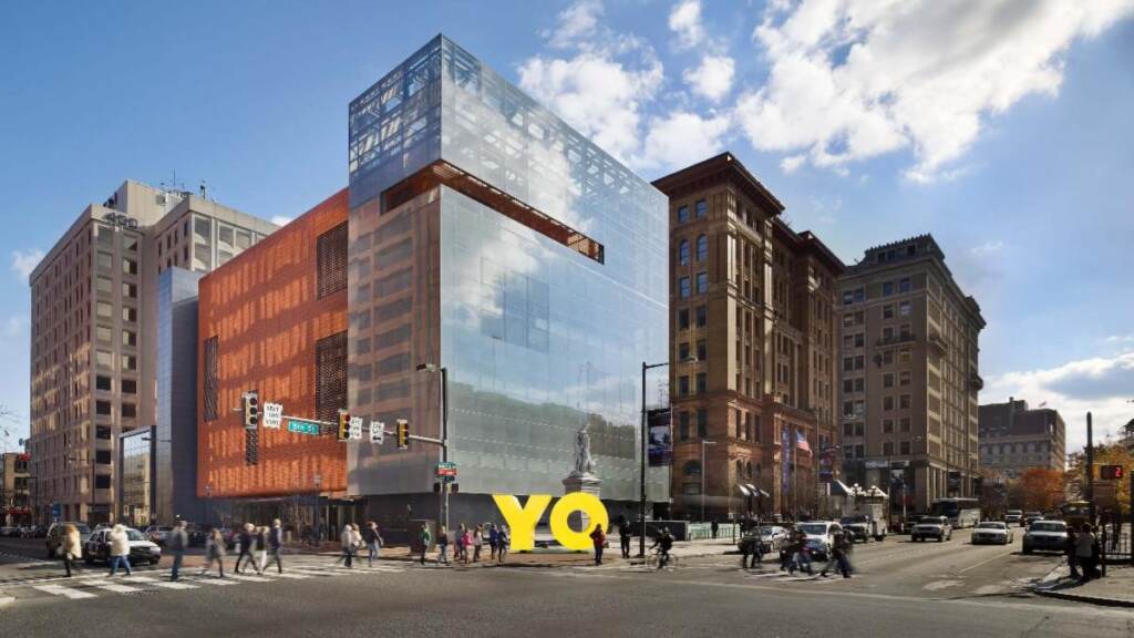 oyyorendering-deborahkass Rendering of the OY/YO sculpture in front of the Wetizman museum