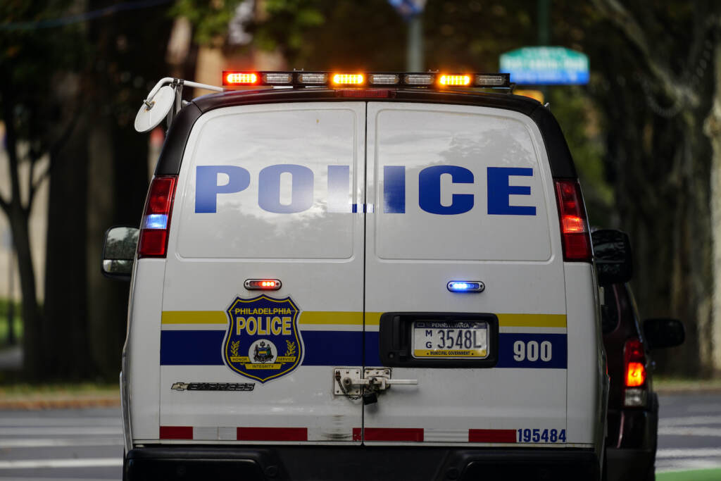 Philadelphia Police The back of a Philadelphia police van is seen on a street