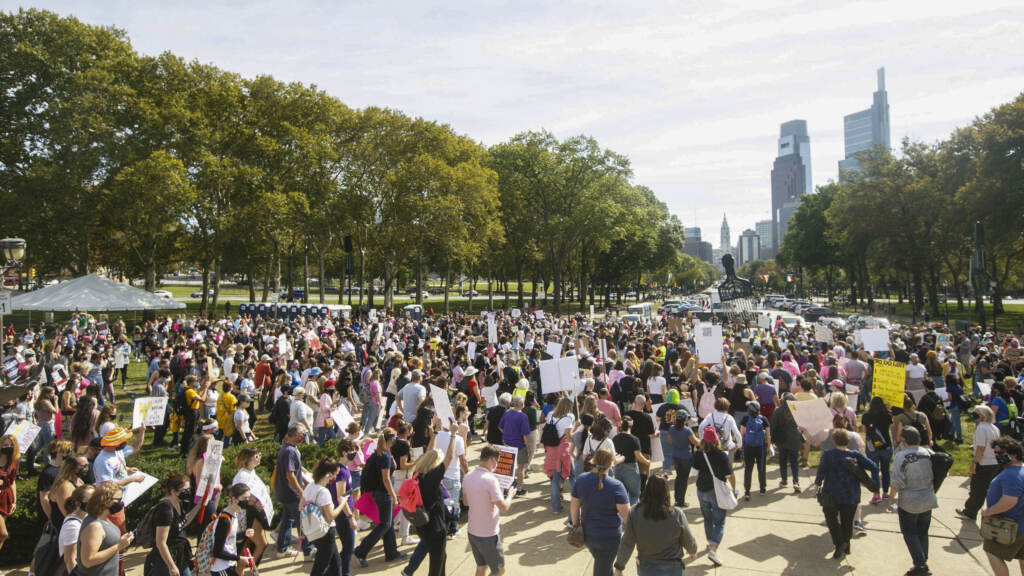 Hounds walk to help save others of their kind Marchers walk from the art museum to Philadelphia City Hall as part of an abortion rights rally