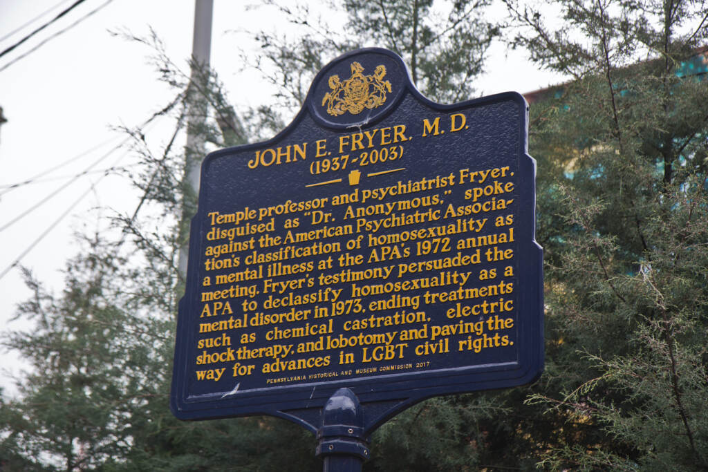 2022 05 02 k paynter 50th dr. john fryer The historical marker that honors Dr. John Fryer at 13th and Locust Streets in Philadelphia. (Kimberly Paynter/WHYY)