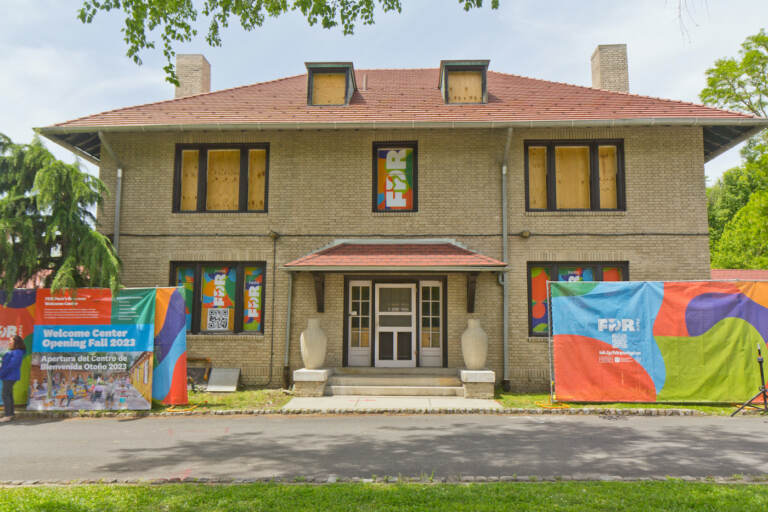 City officials ceremoniously broke ground on rehabilitation of a building at FDR Park in South Philadelphi, on May 18, 2022. (Kimberly Paynter/WHYY)