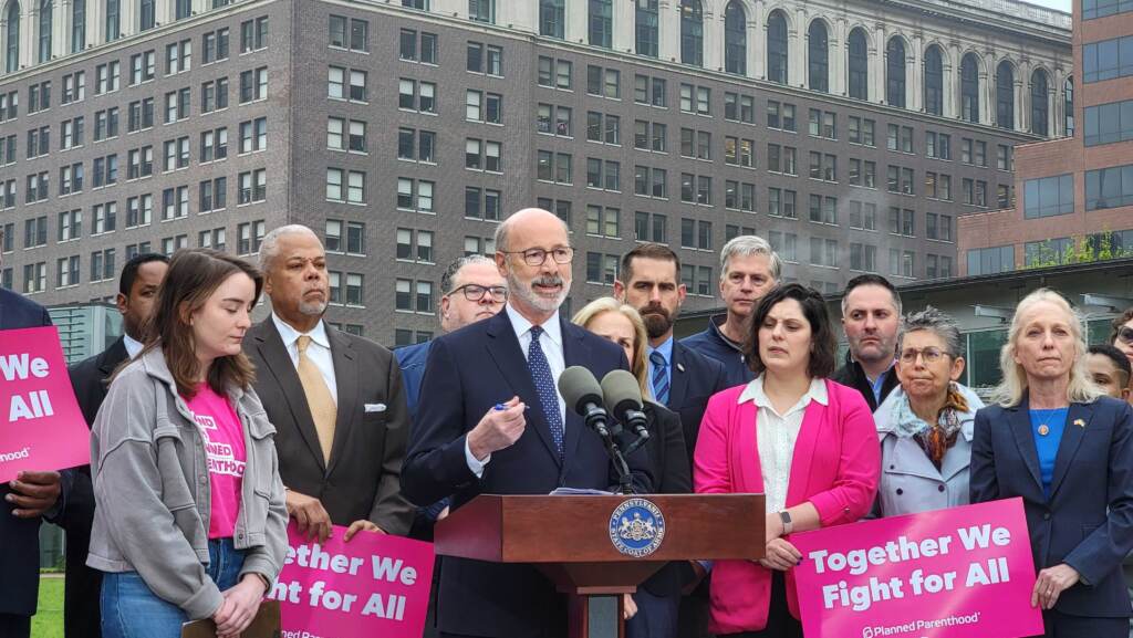20220504_111227 Pennsylvania Governor Tom Wolf speaking at a press conference on abortion rights outside Independence Hall in Philadelphia on May 4, 2022. (Tom MacDonald/WHYY)