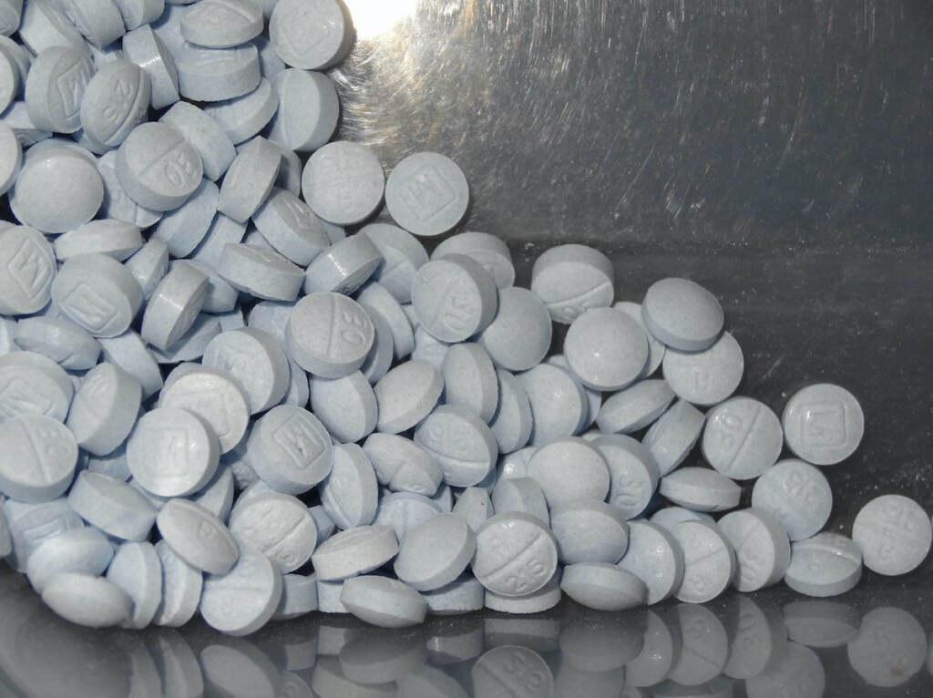 Congress Synthetic Opioids This photo provided by the U.S. Attorneys Office for Utah and introduced as evidence at the Aaron Shamo trial shows fentanyl-laced fake oxycodone pills collected during the investigation. (U.S. Attorneys Office for Utah via AP)
