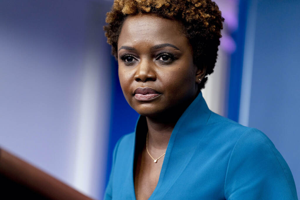 Karine Jean-Pierre White House deputy press secretary Karine Jean-Pierre takes a question from a reporter during the press briefing at the White House in Washington, Friday, July 30, 2021. (AP Photo/Andrew Harnik)