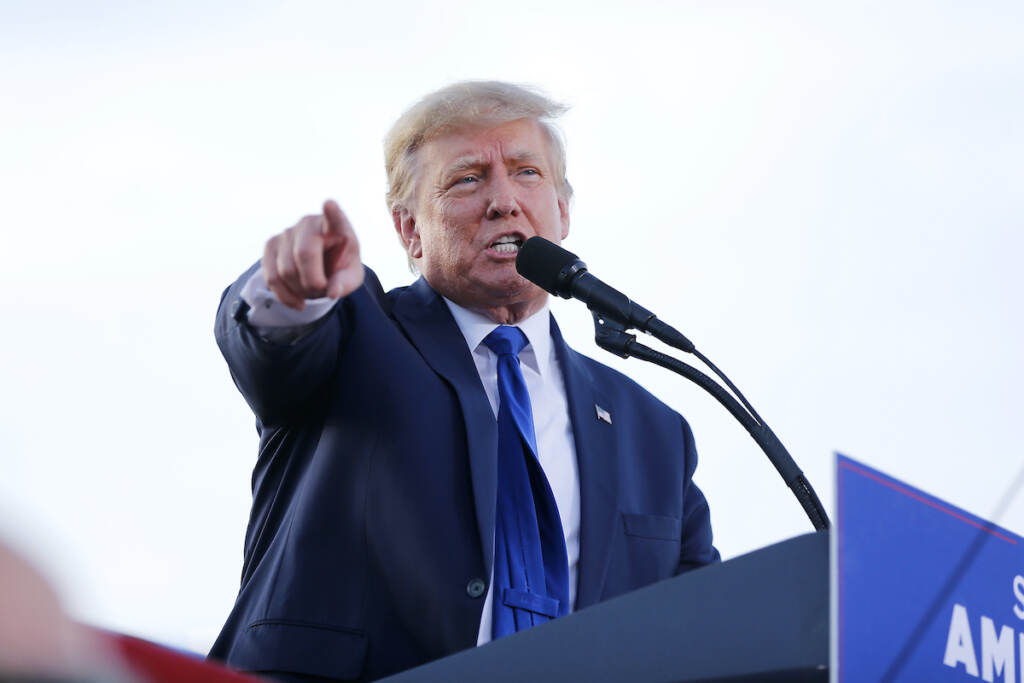 Donald Trump File photo: Former President Donald Trump speaks at a rally at the Delaware County Fairgrounds, Saturday, April 23, 2022, in Delaware, Ohio, to endorse Republican candidates ahead of the Ohio primary. Trump's legal team wants to void a contempt ruling and $10,000-per-day fine against the former president over a subpoena for documents related to a New York civil investigation into his business dealings, saying they’ve conducted a detailed search for the relevant files. (AP Photo/Joe Maiorana, File)