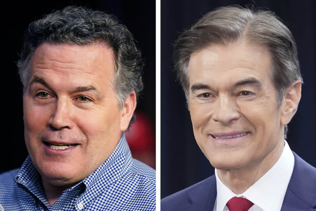 Election 2022 Pennsylvania Sentate Pennsylvania Republican Senate candidates David McCormick (left) and Mehmet Oz during campaign appearances in May 2022 in Pennsylvania. (AP Photo/File)