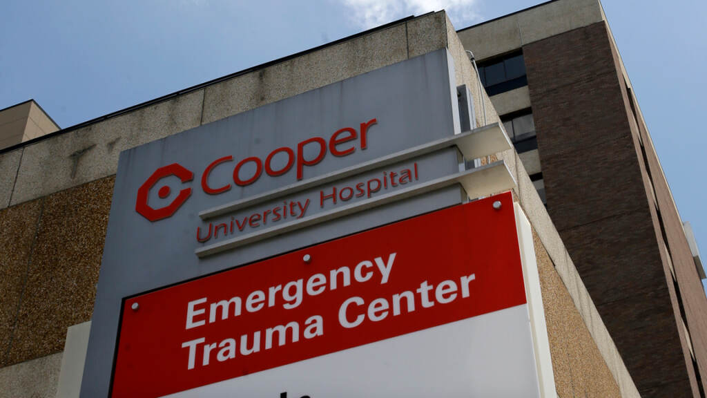 Cooper-University-Hospital-trauma-center-Camden A close-up of the Cooper University Hospital sign.