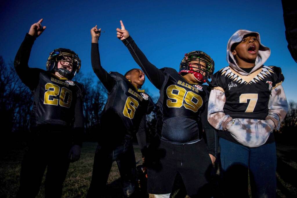 The Parkside Saints front The Parkside Saints are a youth football team based in West Philadelphia. (Courtesy of JPG Photography)