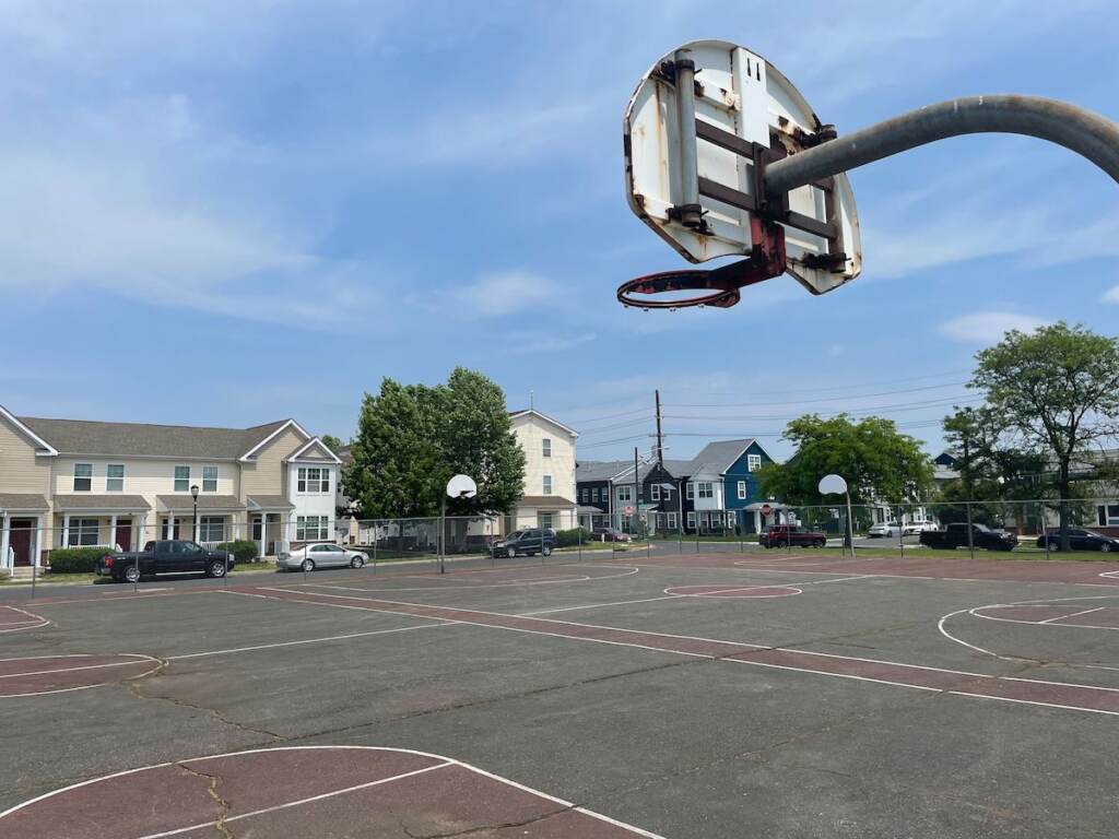 Elijah Perry Park in Camden Camden officials say the bulk of As part of the $3.5 million in a brownfield grant from the federal government will go towards construction at Elijah Perry Park, to include upgraded basketball courts. (Kenny Burns/WHYY)